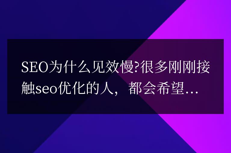 SEO為什么見效慢?(seo推廣一個月見效)