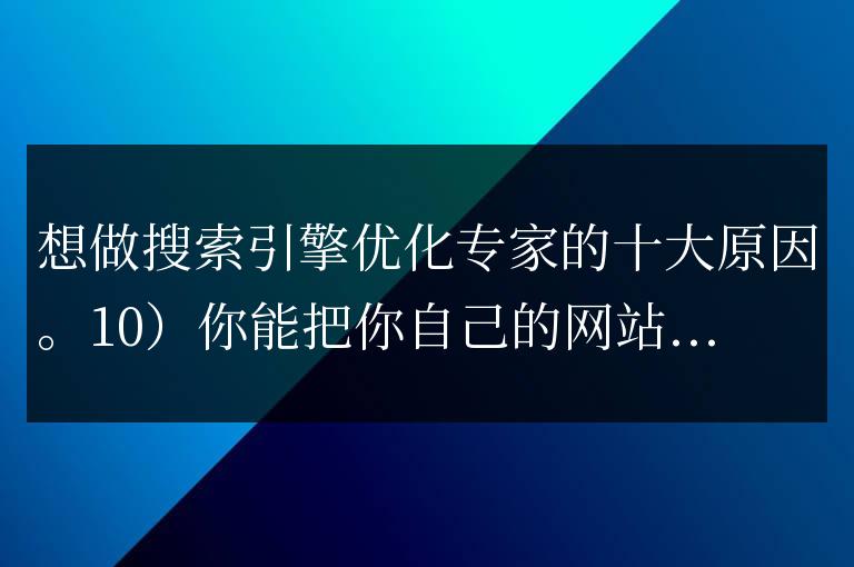 想做搜索引擎優化專家的十大原因(教你如何做好搜索引擎優化)