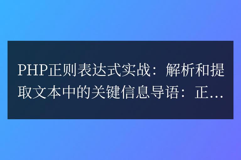 使用PHP正則表達式:從文本中解析和提取關鍵信息