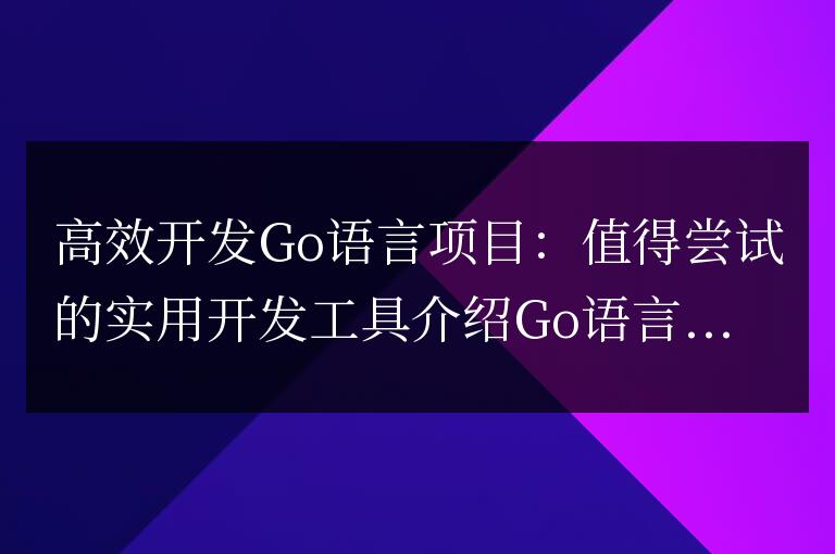 提高Go項目開發效率：推薦的實用開發工具介紹