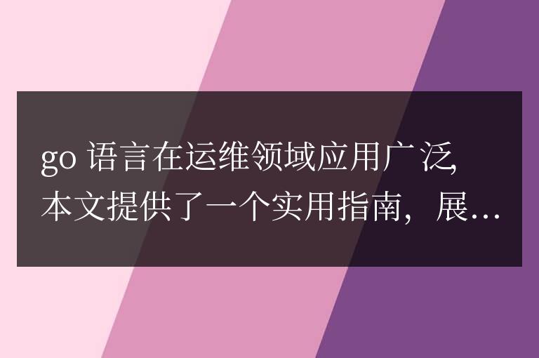 Go 語言助力高效運維:實踐指南