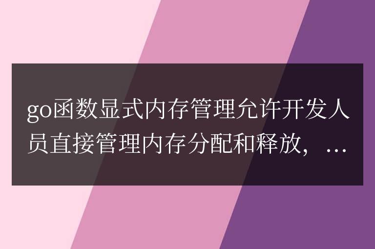 golang函數顯式內存管理