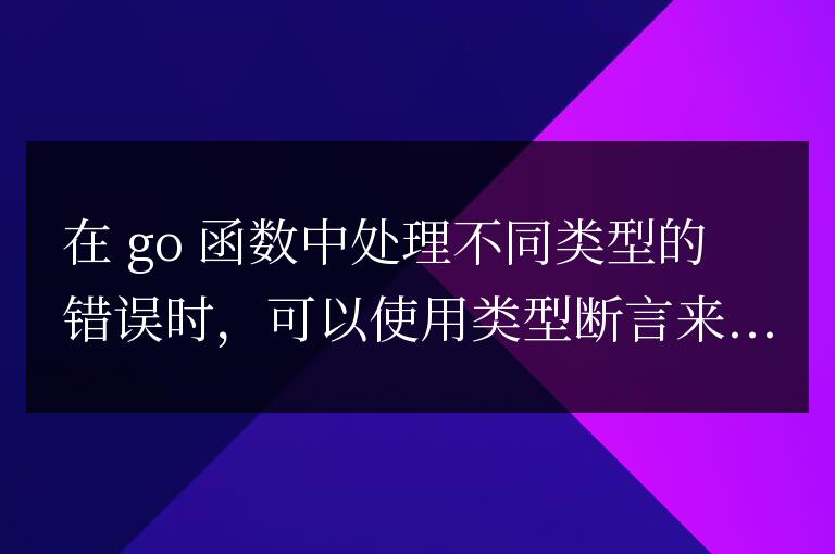 使用類型斷言在golang函數中處理不同類型的錯誤