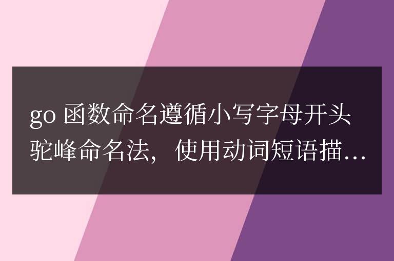 將golang函數命名約定與其他編程語言進行比較
