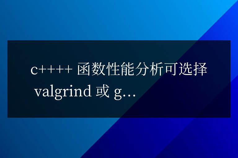 C++ 函數(shù)性能分析工具的選型與使用指南