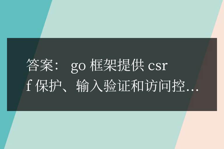 Golang框架的安全性考慮因素有哪些？